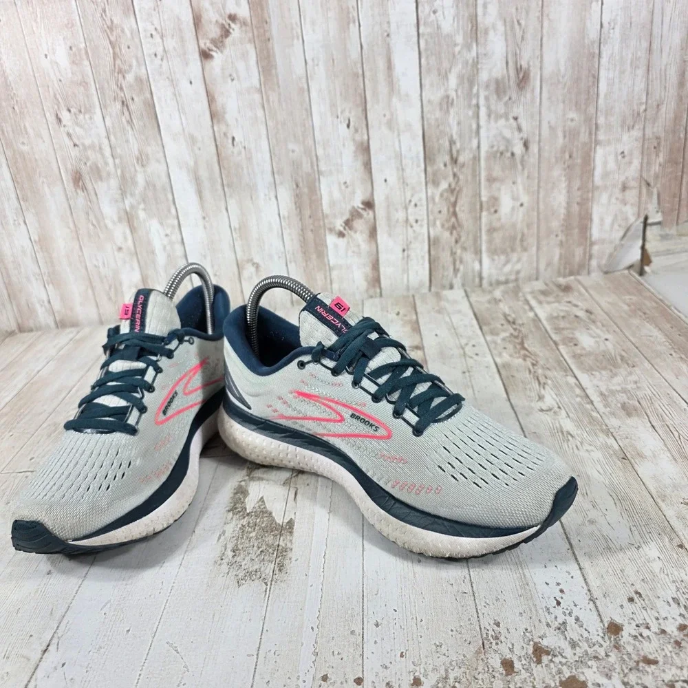 Brooks Glycerin 19 Womens Running Shoes Grey Navy Pink 1203431B110 Size 8.5 B